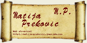Matija Preković vizit kartica
